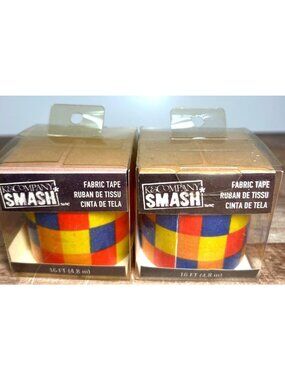 2 Pkg K&Company Smash Color Blocks Fabric Tape 16 Ft (4.8 M) Adhesive Roll For C